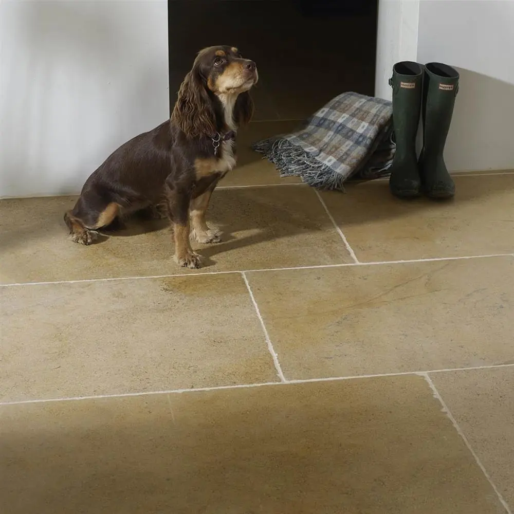 Fieldstone limestone floor